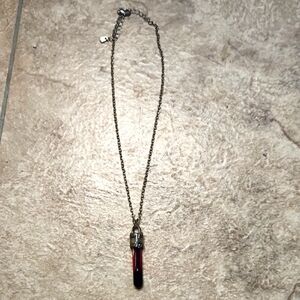 Elegant Silver and Red Blood Pendant Necklace